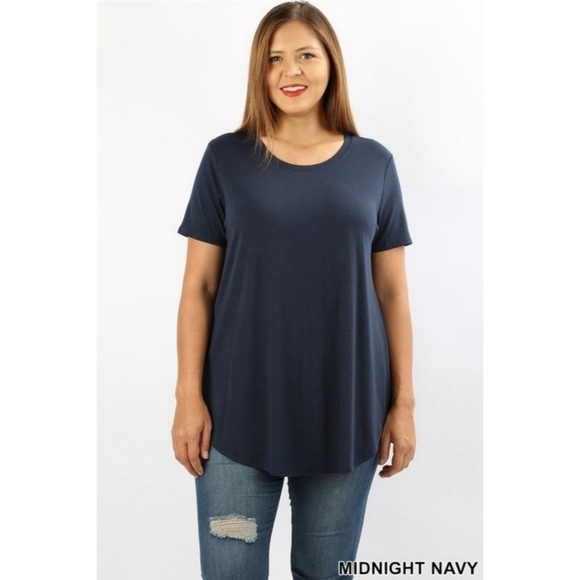 ZENANA Short Sleeve Midnight Navy Top Size Small NWT - Picture 1 of 1